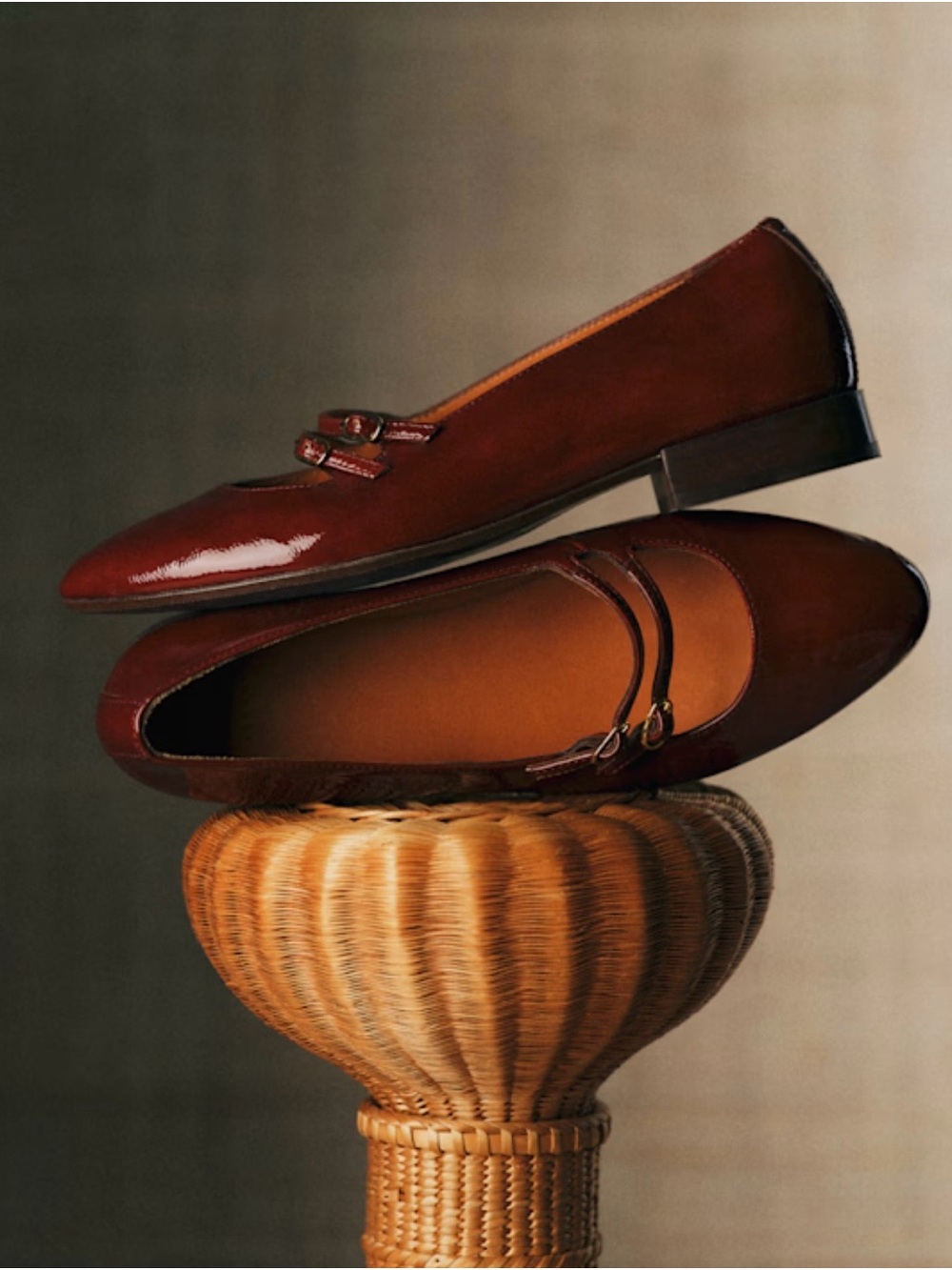 Sezane Ninon Low Ballerinas Mary Jane Flats in Patent Mahogany Size US 10 - Picture 3 of 3